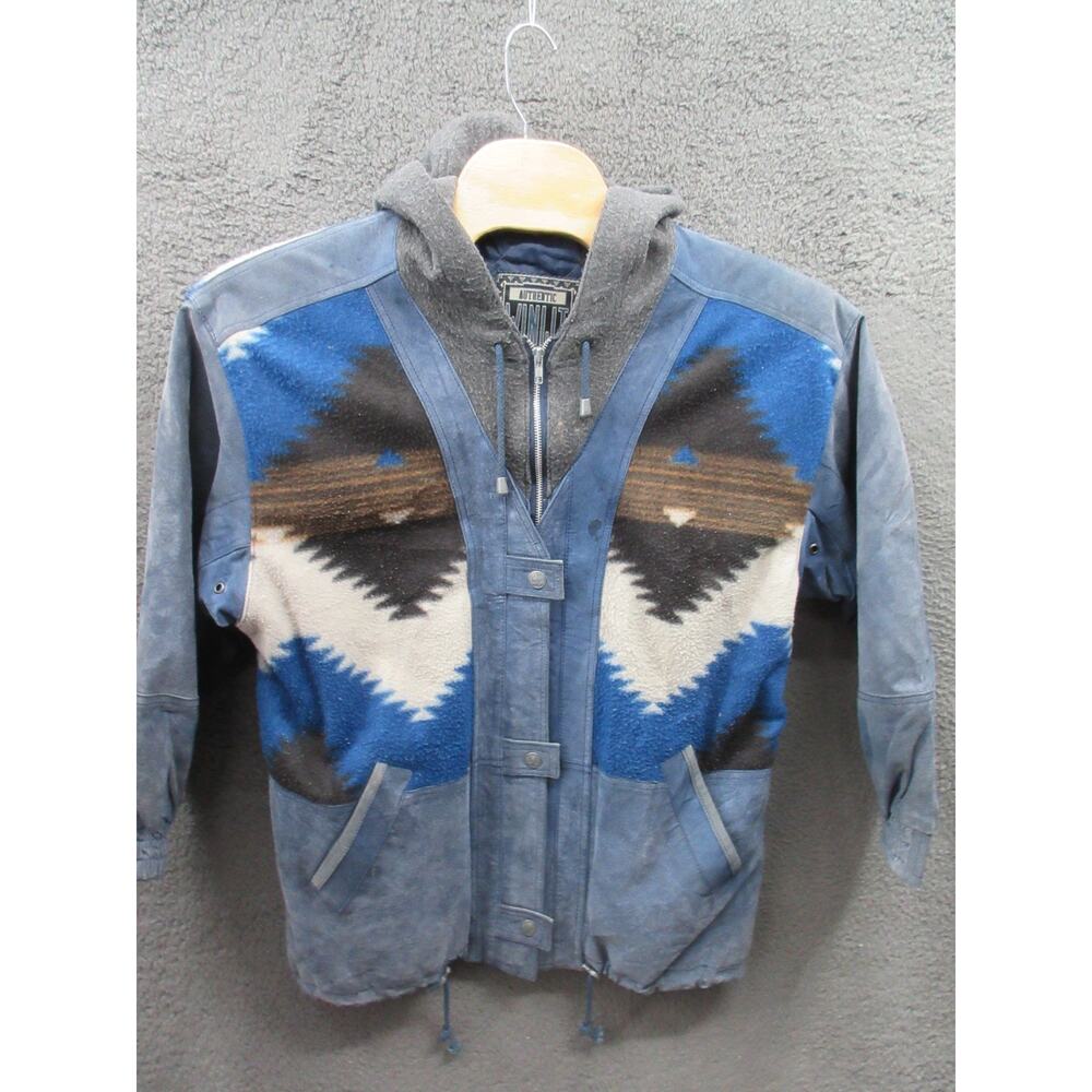 Vintage WINLIT 1969 Suede Fleece Western Jacket Suede Aztec Cowboy Sz Medium